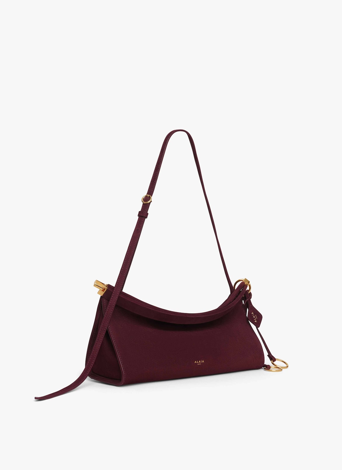 LE CLICK EAST WEST MEDIUM BAG IN NUBUCK ALAÏA GARNET RED LE CLICK EAST WEST MEDIUM BAG IN NUBUCK
